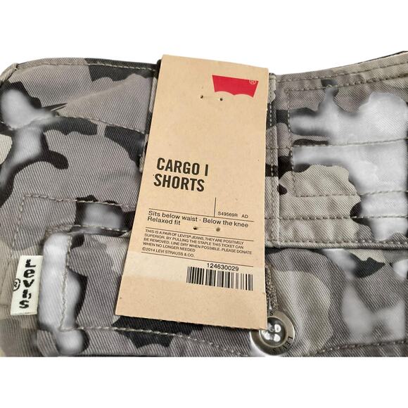 NWT Levi's Cargo I Shorts Mens Large Gray Black Camo Relaxed Fit White Tab - Picture 8 of 16